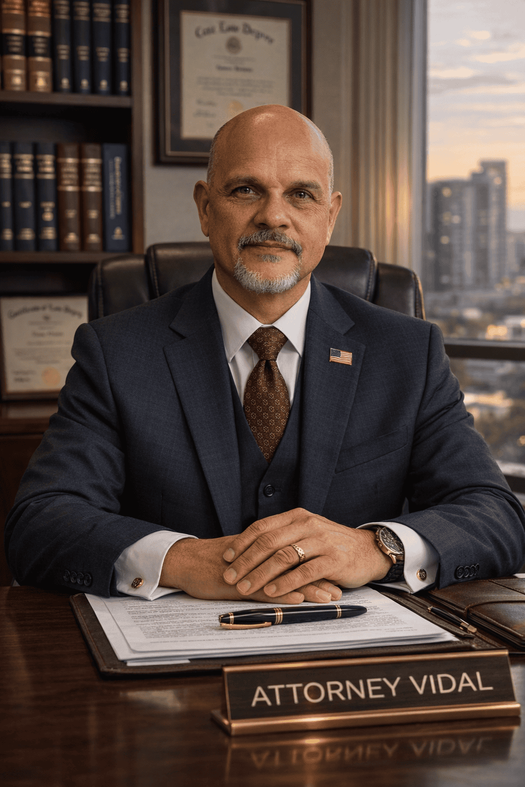 Professional attorney Darío Vidal Velázquez in his office.